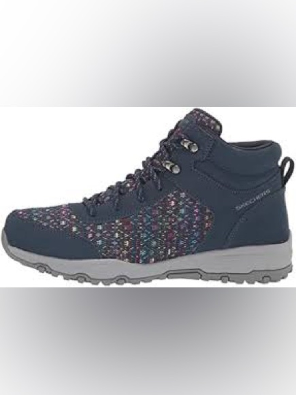 Skechers Navy Knit Athletic Sneakers with Multicolor Flecks, size 8